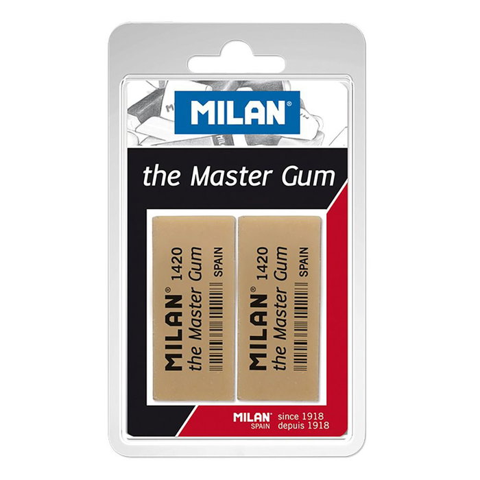 Milan Master Gum - Gomme mie de pain synthétique 5,5 cm - Blister 2 unités - Beige - Idéale dessin graphite fusain Milan Master Gum - Gomme mie de pain synthétique 5,5 cm - Blister 2 unités - Beige - Idéale dessin graphite fusain