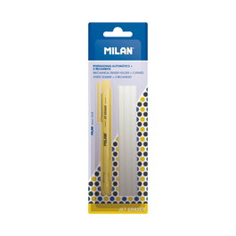 Milan Kit porte-gomme automatique + 3 recharges gommes PVC Ø7mm x 12cm couleurs assorties