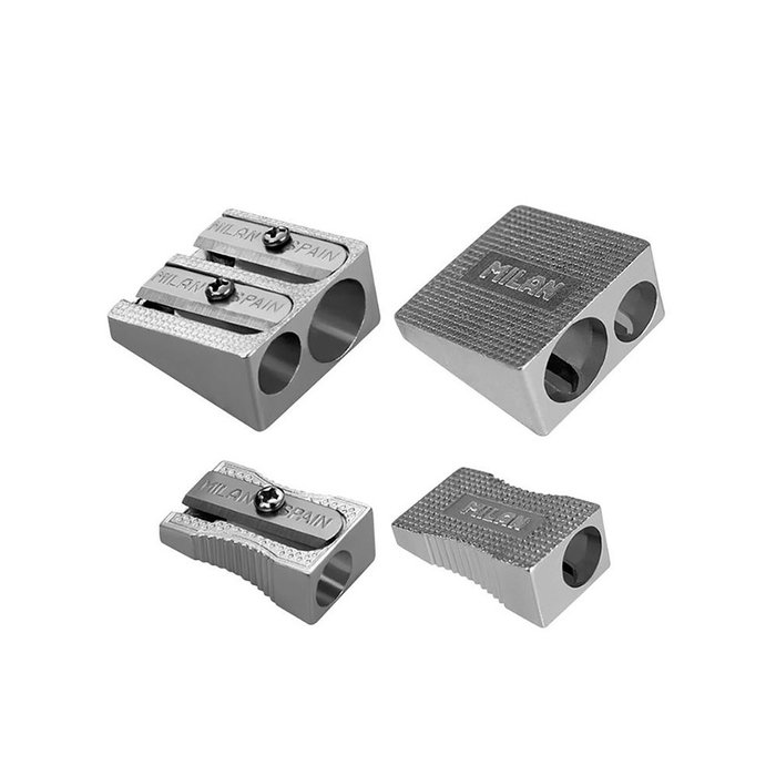 Milán Kit de 2 taille-crayons en aluminium gris