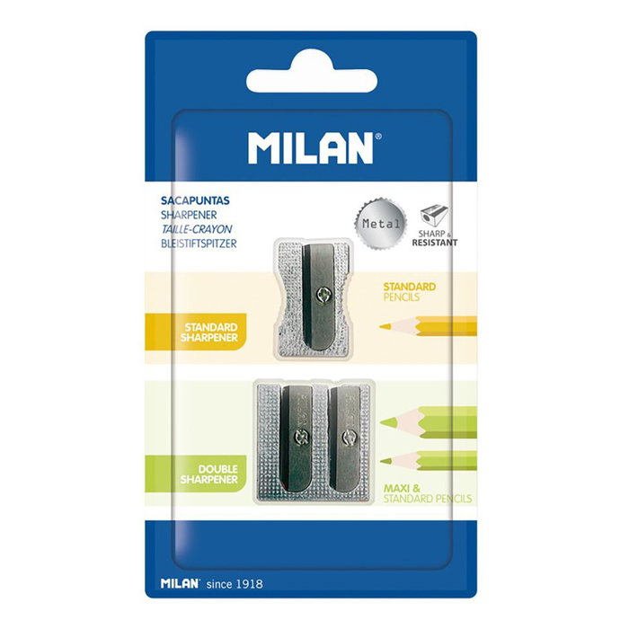 Milán Kit de 2 taille-crayons en aluminium gris