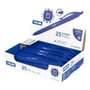 Milan Pack de 25 stylos à bille bleus P1 Touch, pointe 1mm, encre bleue, corps bleu, design original, longueur d'écriture 1200m