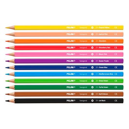 Milán Kit de 12 crayons de couleur hexagonaux assortis en blister
