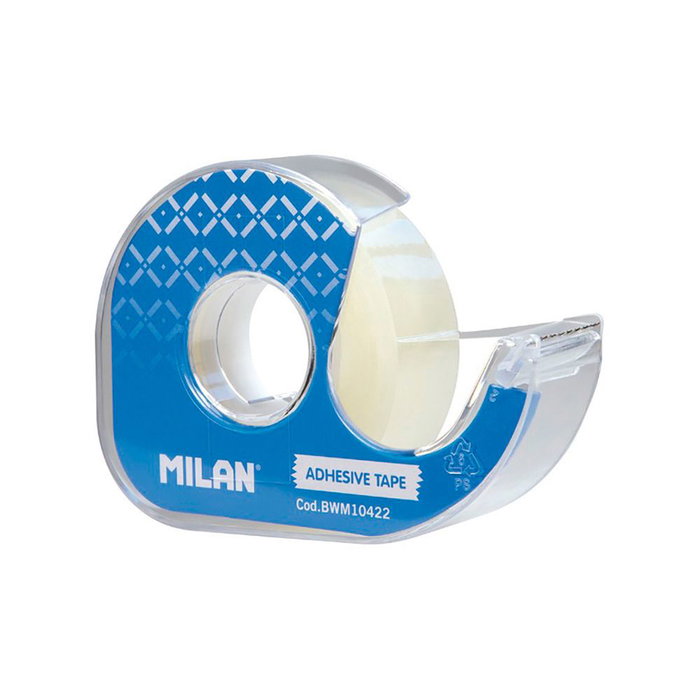 Milán Dispensateur bleu avec ruban adhésif transparent 19 mm x 33 m Milán Dispensateur bleu avec ruban adhésif transparent 19 mm x 33 m