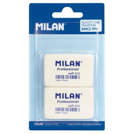 Milán Gomme 412 professional en caoutchouc synthétique doux, blanc, 2 unités