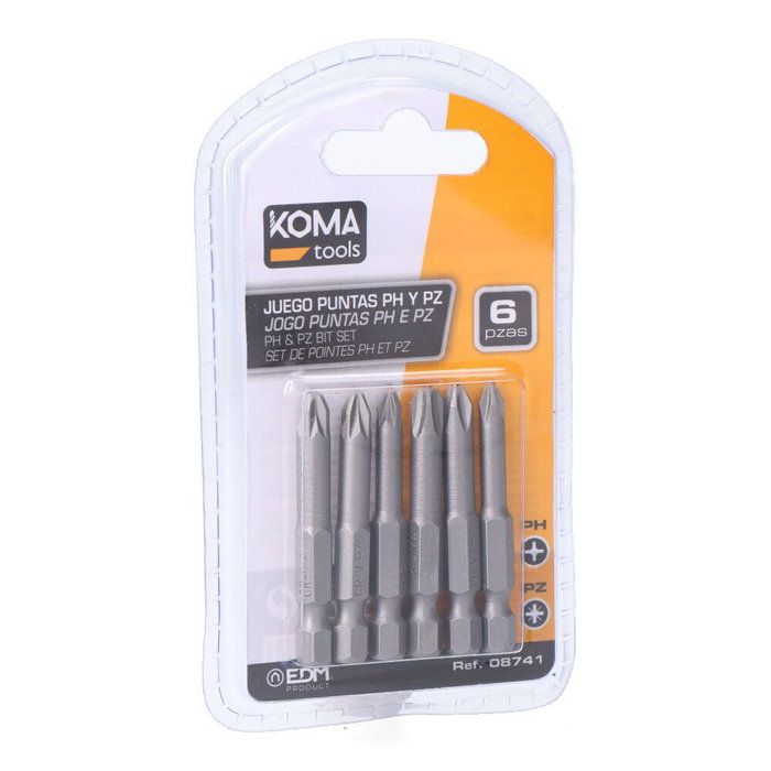 Koma Tools Lot de 6 embouts Phillips et Pozidrive 50 mm Koma Tools Lot de 6 embouts Phillips et Pozidrive 50 mm