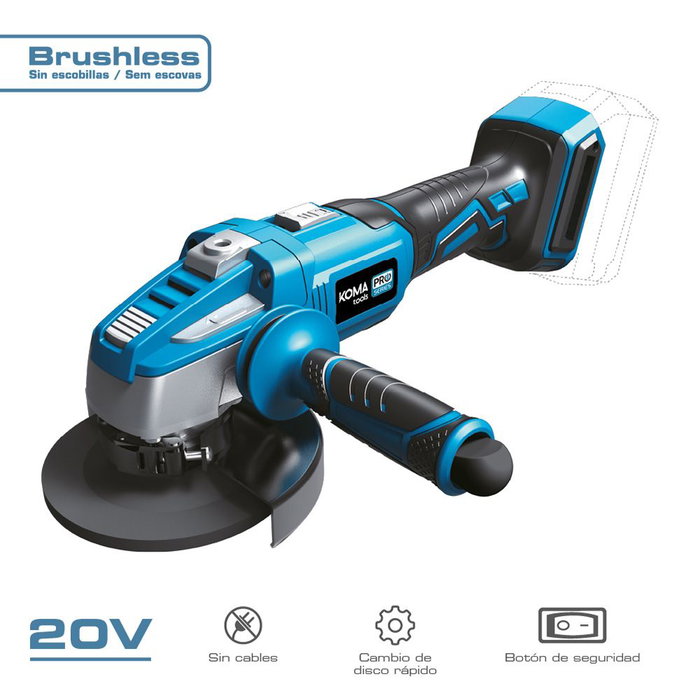 Meuleuse d'angle Koma Tools 4 Ah 20 V 125mm Meuleuse d'angle Koma Tools 4 Ah 20 V 125mm