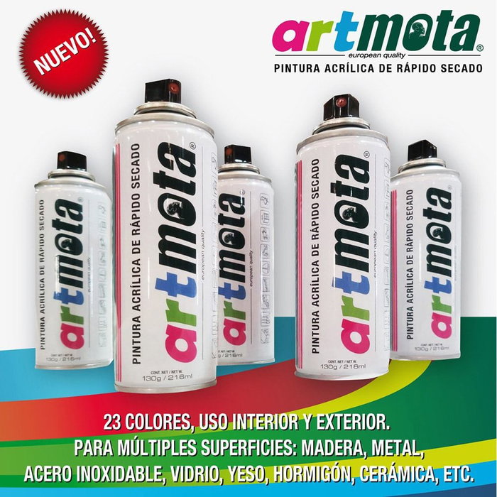 Mota Herramientas Peinture acrylique en spray noir brillant RAL 9005 216 ml