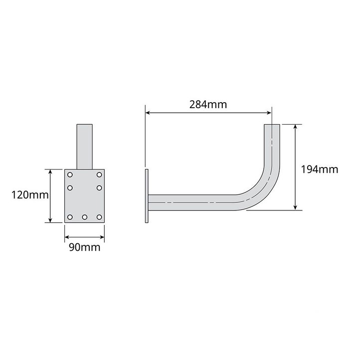 Televes 284x194mm Ø35mm Support L mural zinc RPR pour antenne