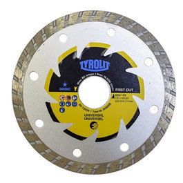 Tyrolit 609299 Disque diamanté continu C3R Ø115 x 2,0 x 22,23 mm turbo pour matériaux de construction