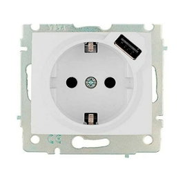 Solera Base bipolaire Schuko 16A 250V avec USB ERP60USB Blanc