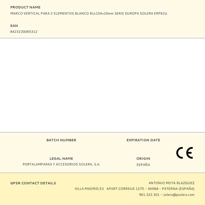 Solera Cadre vertical pour 2 éléments blanc 81x154x10mm série Europa