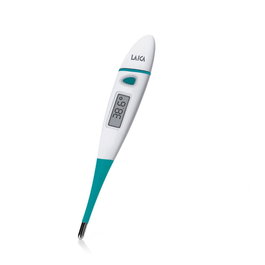 Laica Th3601 Thermomètre numérique avec écran LCD, sonde flexible lavable, alerte sonore, blanc/vert