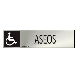 Normaluz Panneau informatif toilettes pour personnes handicapées, inox 5x20cm