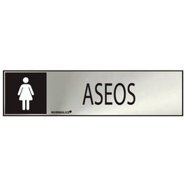 Normaluz Panneau informatif Toilettes femmes en acier inoxydable 5x20cm
