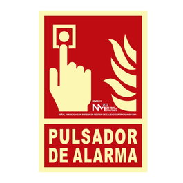 Normaluz Panneau de signalisation luminescent Pulsador de alarma classe B 21x30cm