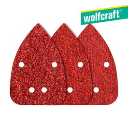 Wolfcraft Feuilles de ponçage adhésives en corindon perforées, 96 x 136 mm, grains 80/120/240, 10 pcs