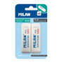 Milan Gomme à effacer Nata 612, blister de 2 unités, blanc, 7,8 x 2,3 x 1,2 cm