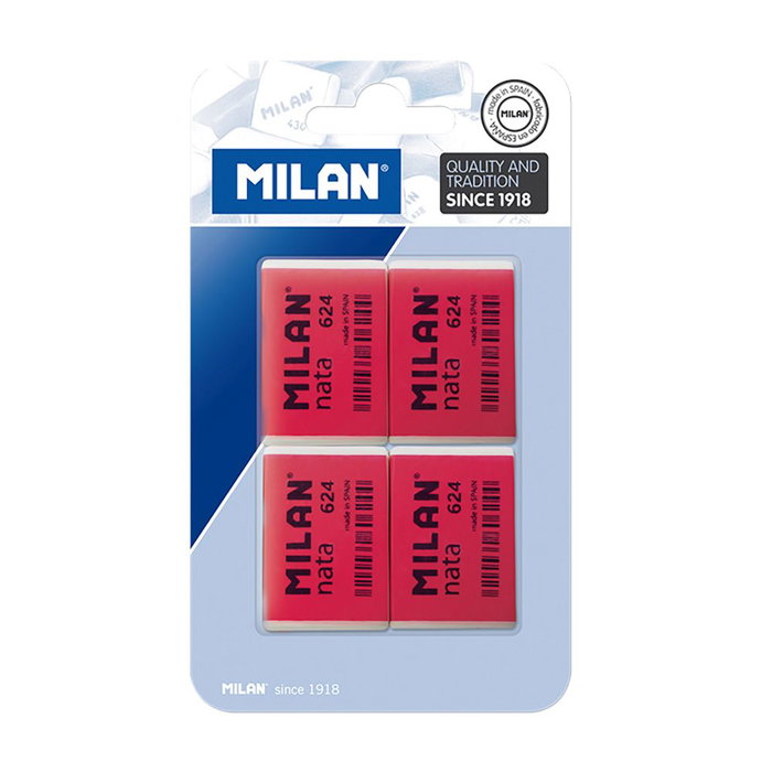Milan Gomas de borrar de nata 624 Gommes à effacer Nata 624 Blister 4 pièces Couleur Blanche Milan Gomas de borrar de nata 624 Gommes à effacer Nata 624 Blister 4 pièces Couleur Blanche