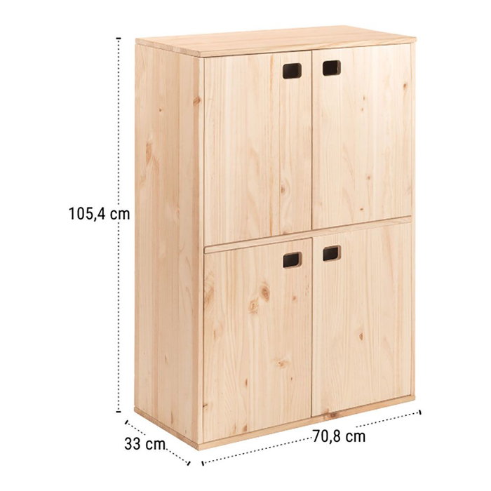 Meuble Astigarraga Dinamic4 4 portes Naturel Bois Pin 105,4 x70,8 x 33 cm