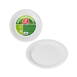 Best Products Assiettes de dessert rondes en carton blanc ø18 cm, 25 pièces
