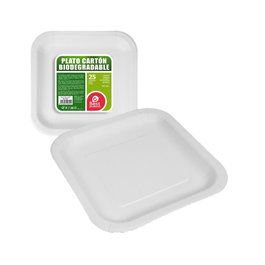 Best Products Assiettes carrées en carton blanc 20 x 20 x 3 cm lot de 25