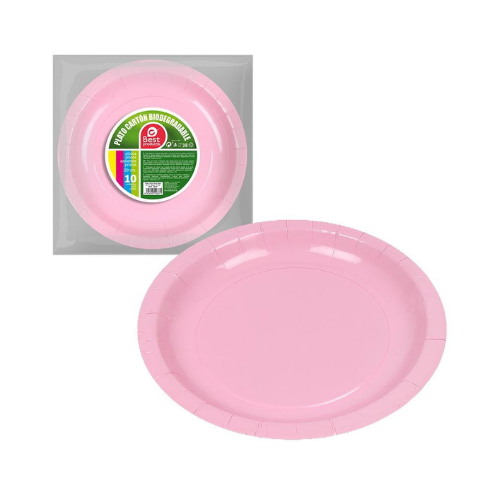 Best Products Assiettes en carton rose ø20 cm, 10 pièces Best Products Assiettes en carton rose ø20 cm, 10 pièces