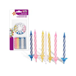 Best Products Set de 24 bougies et 12 supports couleurs assorties