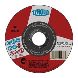 Tyrolit 34332869 Disque de coupe acier inox Ø125x1x22.23mm A60R-BFB, coupe extra fine