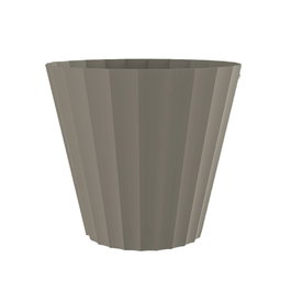Plastiken Pot de fleur doric taupe Ø22 x 20 cm en polypropylène résistant extérieur