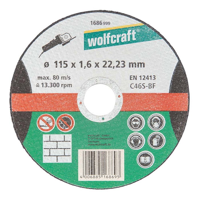 Wolfcraft Disque de coupe de précision pour pierre Ø115 x 1,6 x 22,23 mm Wolfcraft Disque de coupe de précision pour pierre Ø115 x 1,6 x 22,23 mm