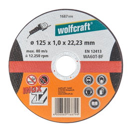 Wolfcraft Disque de coupe précision acier inoxydable Ø125 x 1,0 x 22,23 mm
