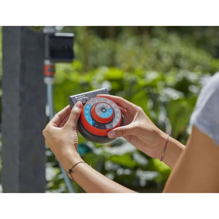 Gardena - Programmateur d'arrosage Easy Plus - Bouton rotatif - Technologie Safe Stop - Résistant à l'eau