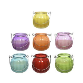 Decoris Bougie citronnelle avec récipient en verre Ø8 x 8 cm, couleurs assorties - Antimoustiques