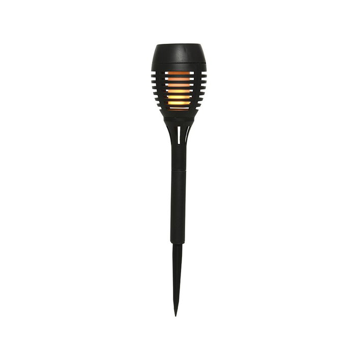 Lumineo Lot de 4 piquets solaires effet flamme Ø7,5 x 27cm, 12 LED, noir, avec interrupteur, batterie Ni-MH incluse Lumineo Lot de 4 piquets solaires effet flamme Ø7,5 x 27cm, 12 LED, noir, avec interrupteur, batterie Ni-MH incluse