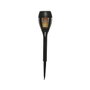 Lumineo Lot de 4 piquets solaires effet flamme Ø7,5 x 27cm, 12 LED, noir, avec interrupteur, batterie Ni-MH incluse