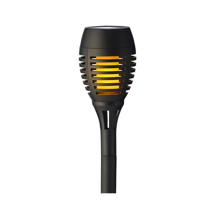 Lumineo Lot de 4 piquets solaires effet flamme Ø7,5 x 27cm, 12 LED, noir, avec interrupteur, batterie Ni-MH incluse Lumineo Lot de 4 piquets solaires effet flamme Ø7,5 x 27cm, 12 LED, noir, avec interrupteur, batterie Ni-MH incluse