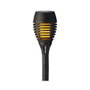 Lumineo Lot de 4 piquets solaires effet flamme Ø7,5 x 27cm, 12 LED, noir, avec interrupteur, batterie Ni-MH incluse