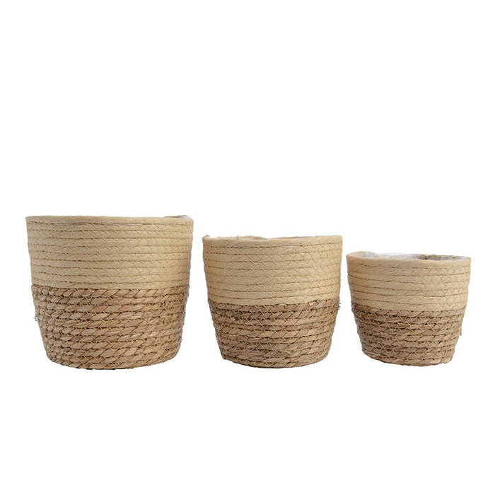 KSD Lot de 3 paniers en jute nature Ø20,5 x 16,5 cm KSD Lot de 3 paniers en jute nature Ø20,5 x 16,5 cm