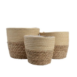 KSD Lot de 3 paniers en jute nature Ø20,5 x 16,5 cm