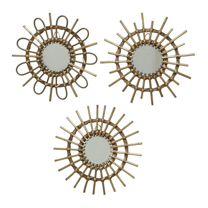 Decoris Miroir en osier forme soleil Ø40 x 2,5 cm modèles variés