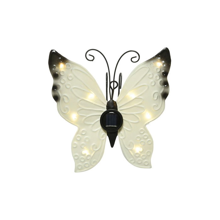 Lumineo Figurine Solaire Métallique Papillon LED 8 Lumières Couleurs Assorties 17,8 x 6 x 4 cm