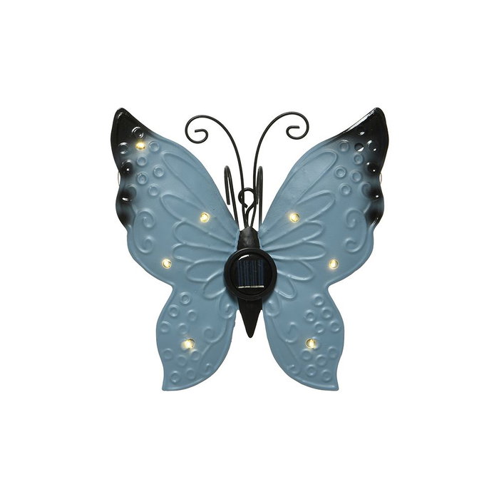 Lumineo Figurine Solaire Métallique Papillon LED 8 Lumières Couleurs Assorties 17,8 x 6 x 4 cm