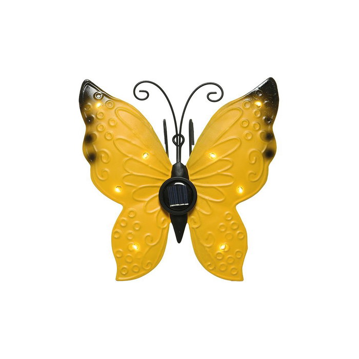 Lumineo Figurine Solaire Métallique Papillon LED 8 Lumières Couleurs Assorties 17,8 x 6 x 4 cm