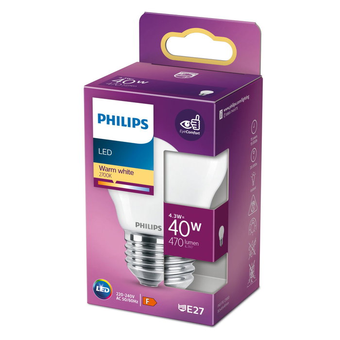 Philips LED Classic Sphérique E27 Blanc Chaud Dépolie