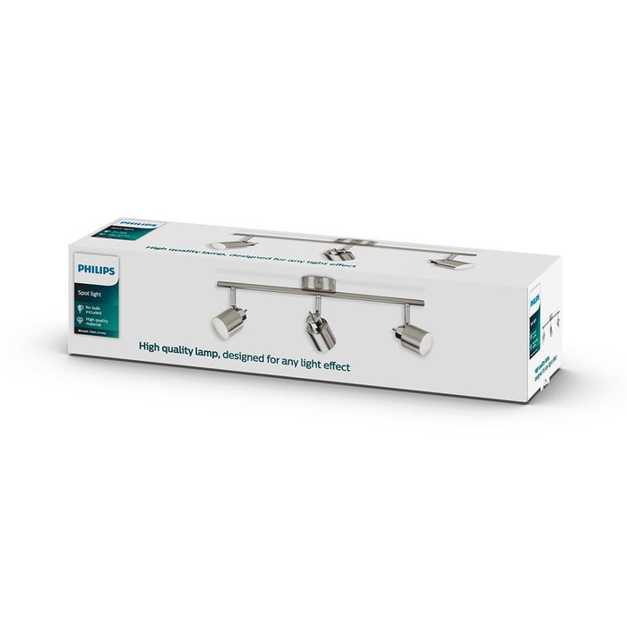 Philips Meranti GU10 Réglette 3 éléments métal chromé mat h.10 x l.49 x P.15,5 cm sans ampoule