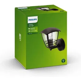 Philips Creek Applique d'extérieur Montante en Aluminium Noir Design Galbé avec Diffuseur Lanterne pour Ampoule Incandescente