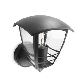 Philips Aplique extérieur Creek E27 60 W sans ampoule, lumière vers le haut, noir, IP44, aluminium