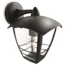 Philips Creek - Lanterne murale extérieure en aluminium noir - Applique d'éclairage avec diffuseur en polycarbonate - 24 x 17.5 x 20 cm