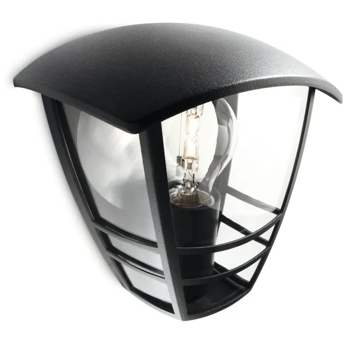 Philips Creek - Applique murale extérieure E27 Noir IP44 - Éclairage décoratif et résistant aux intempéries