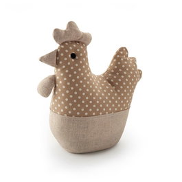 Inofix Tope de porte textile décoratif, modèle poule beige, 30 x 28 x 10 cm